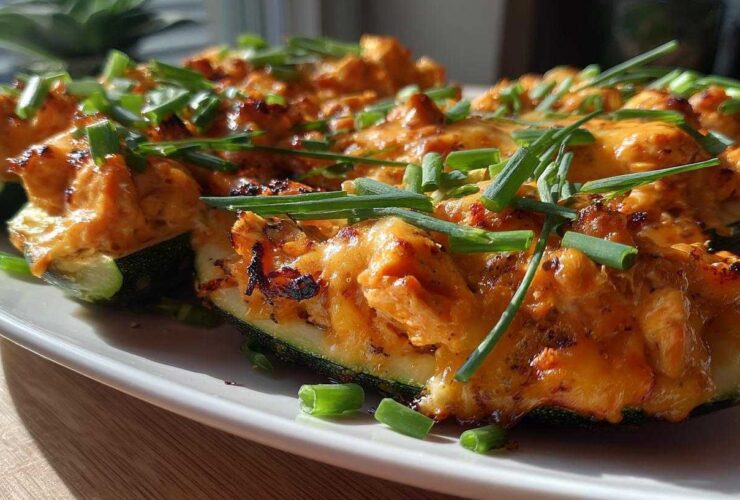 Buffalo Chicken Zucchini Boats
