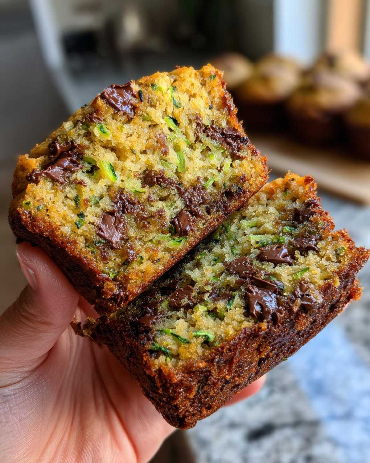 Chocolate chip zucchini muffins - detail 3