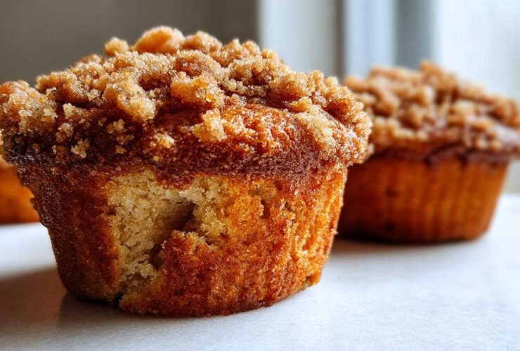 Cinnamon Streusel Peach Muffins