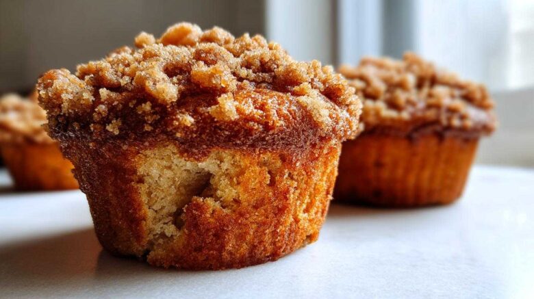 Cinnamon Streusel Peach Muffins