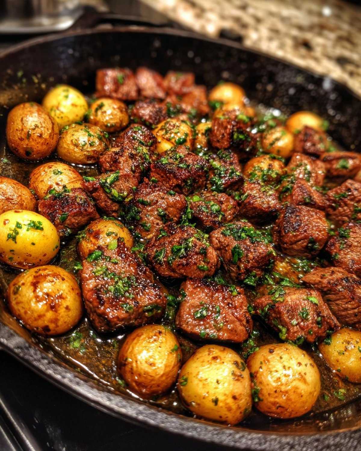 Garlic Butter Steak Bites & Potatoes - detail 2