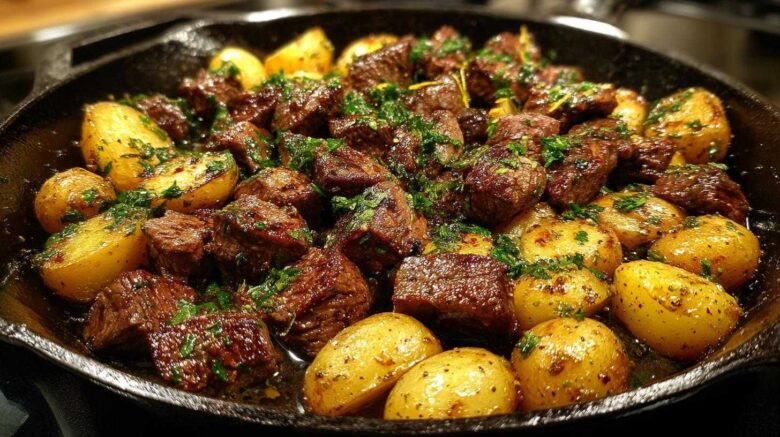 Garlic Butter Steak Bites & Potatoes