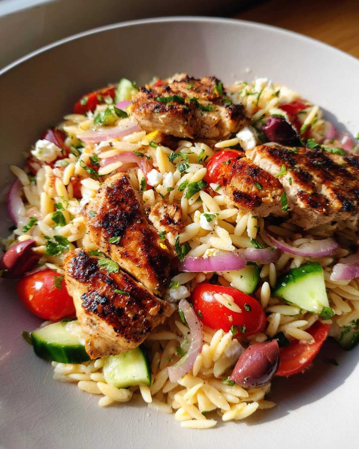 Greek Orzo Salad with Lemon Chicken - detail 1
