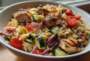 Greek Orzo Salad with Lemon Chicken