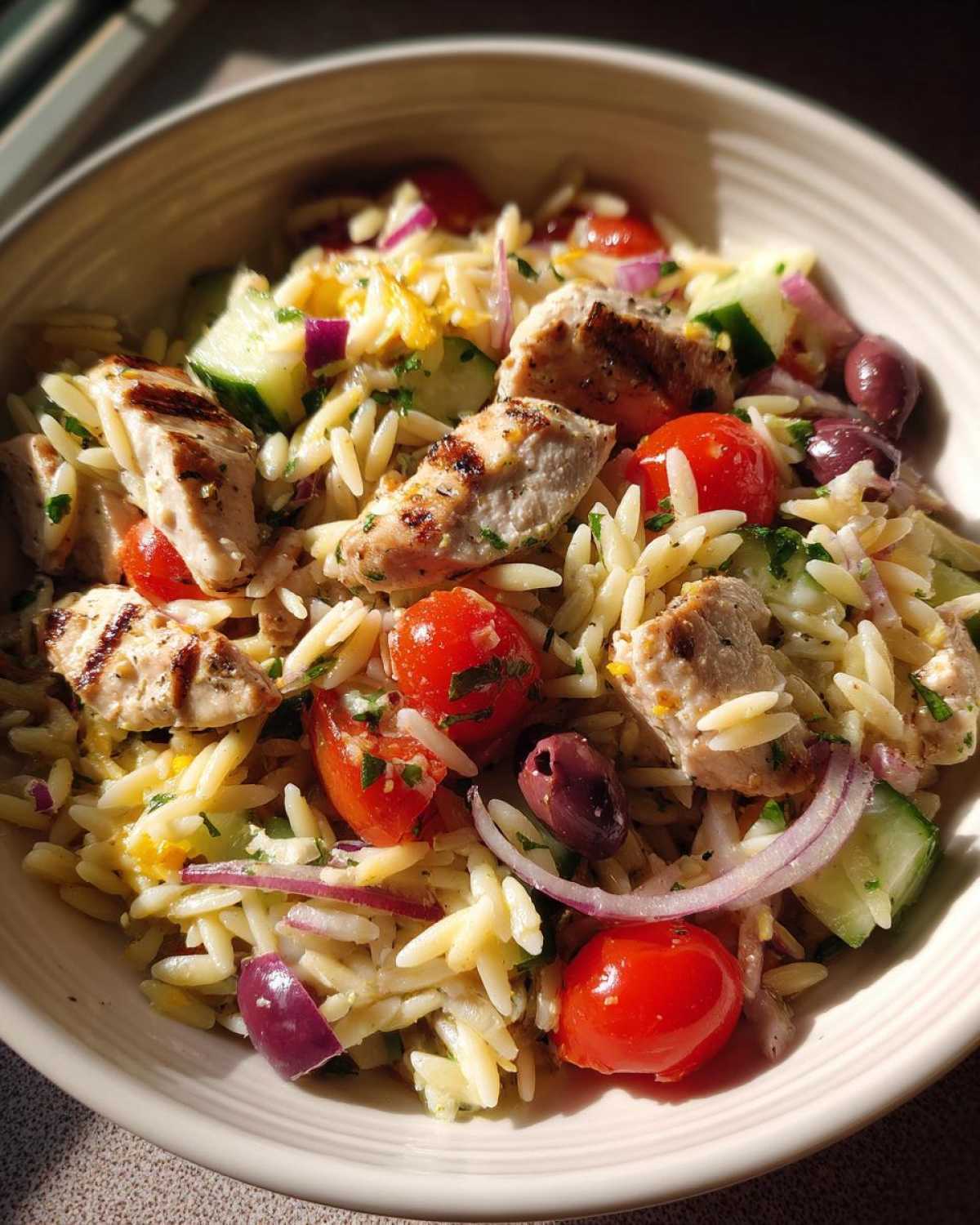 Greek Orzo Salad with Lemon Chicken - detail 4