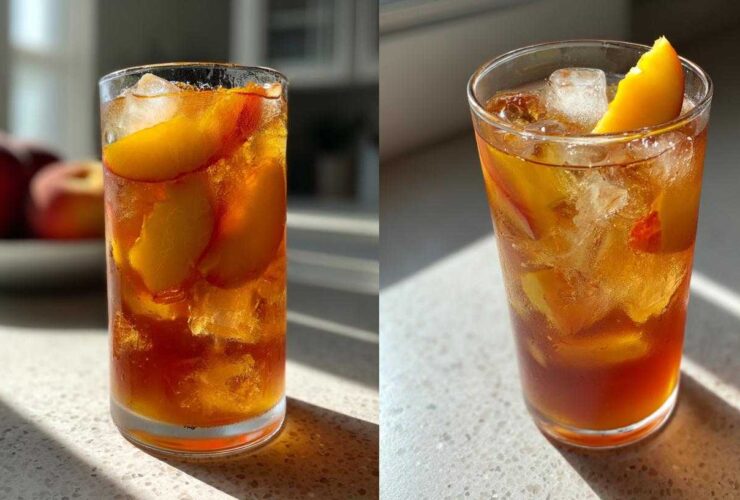 Peach Iced Tea with Fresh Peach Syrup