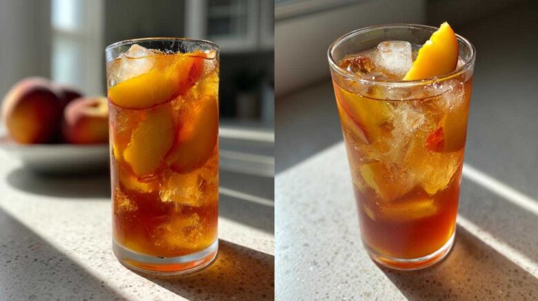 Peach Iced Tea with Fresh Peach Syrup