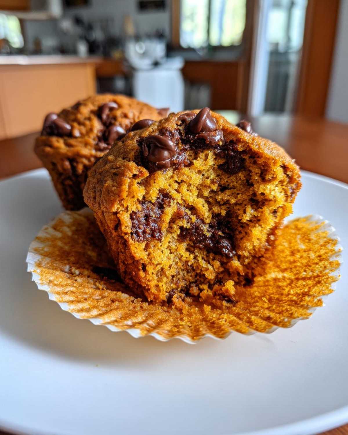 Pumpkin chocolate chip muffins - detail 1