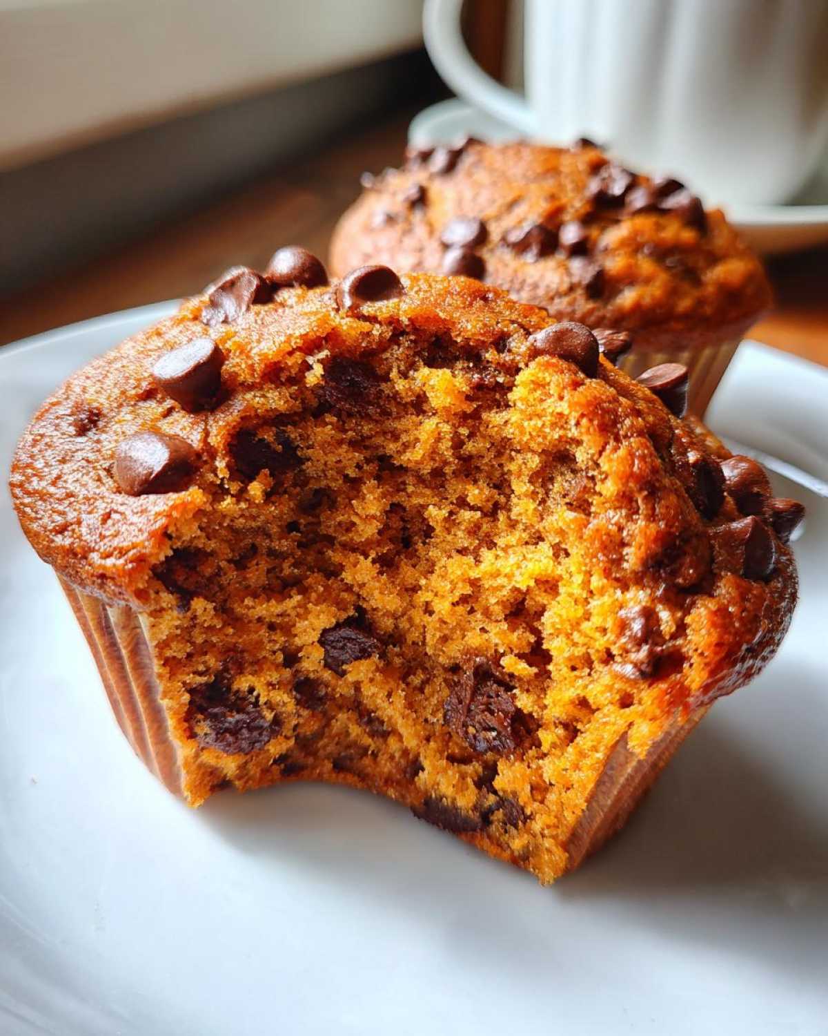 Pumpkin chocolate chip muffins - detail 2