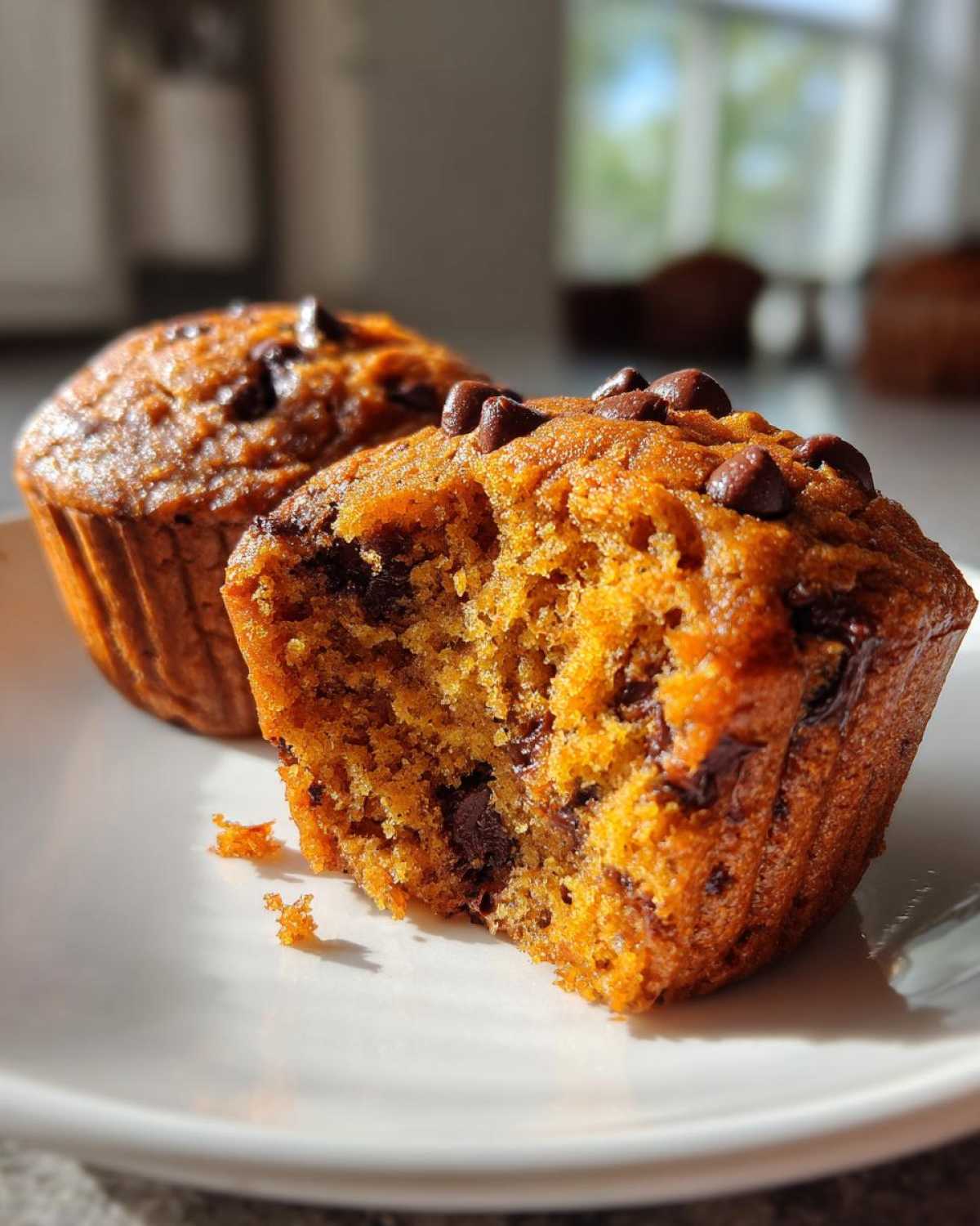 Pumpkin chocolate chip muffins - detail 3
