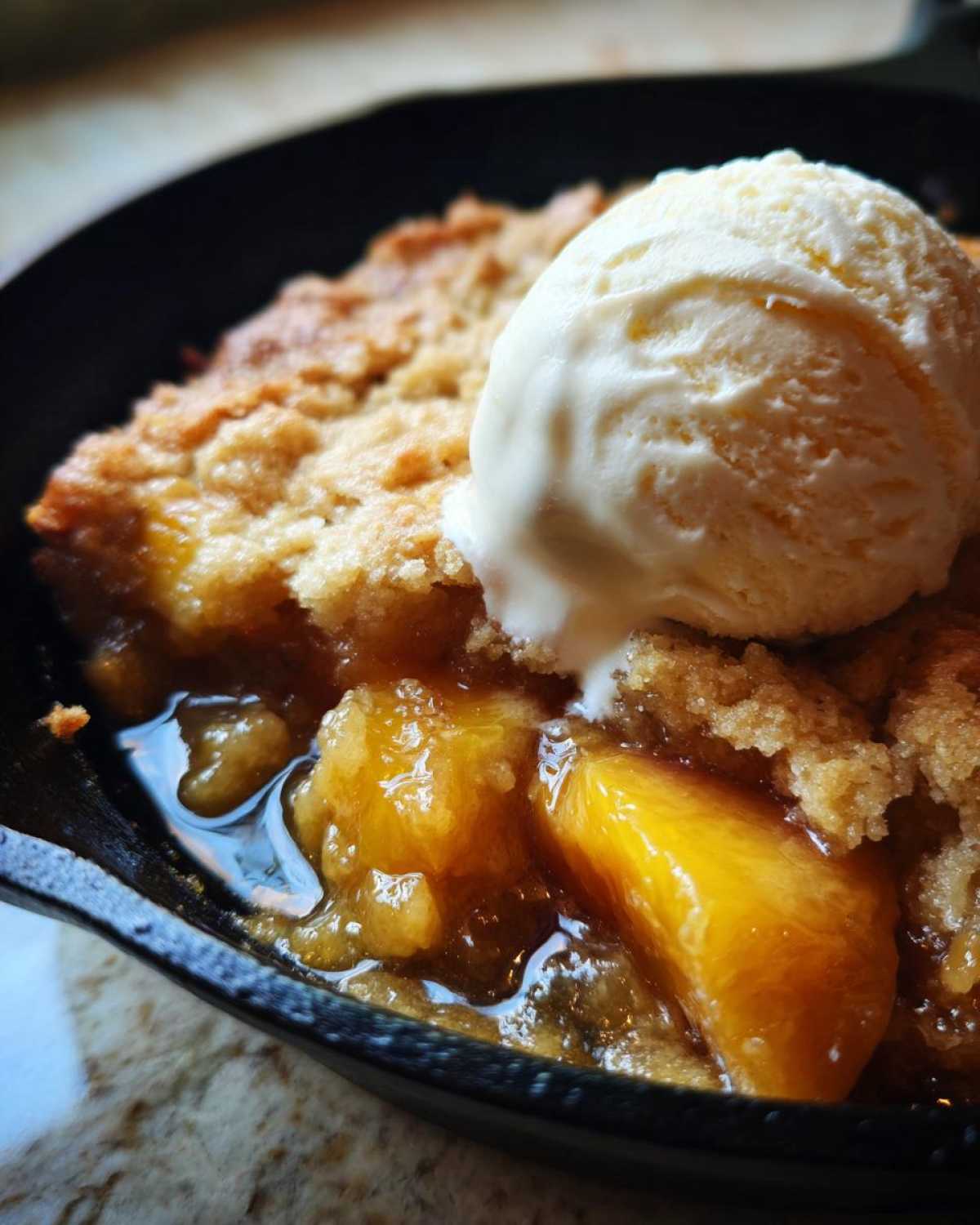 Skillet Peach Cobbler à la Mode - detail 1