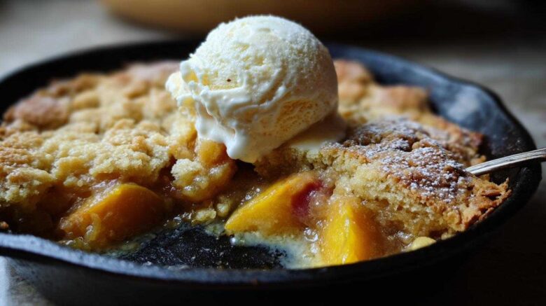 Skillet Peach Cobbler à la Mode