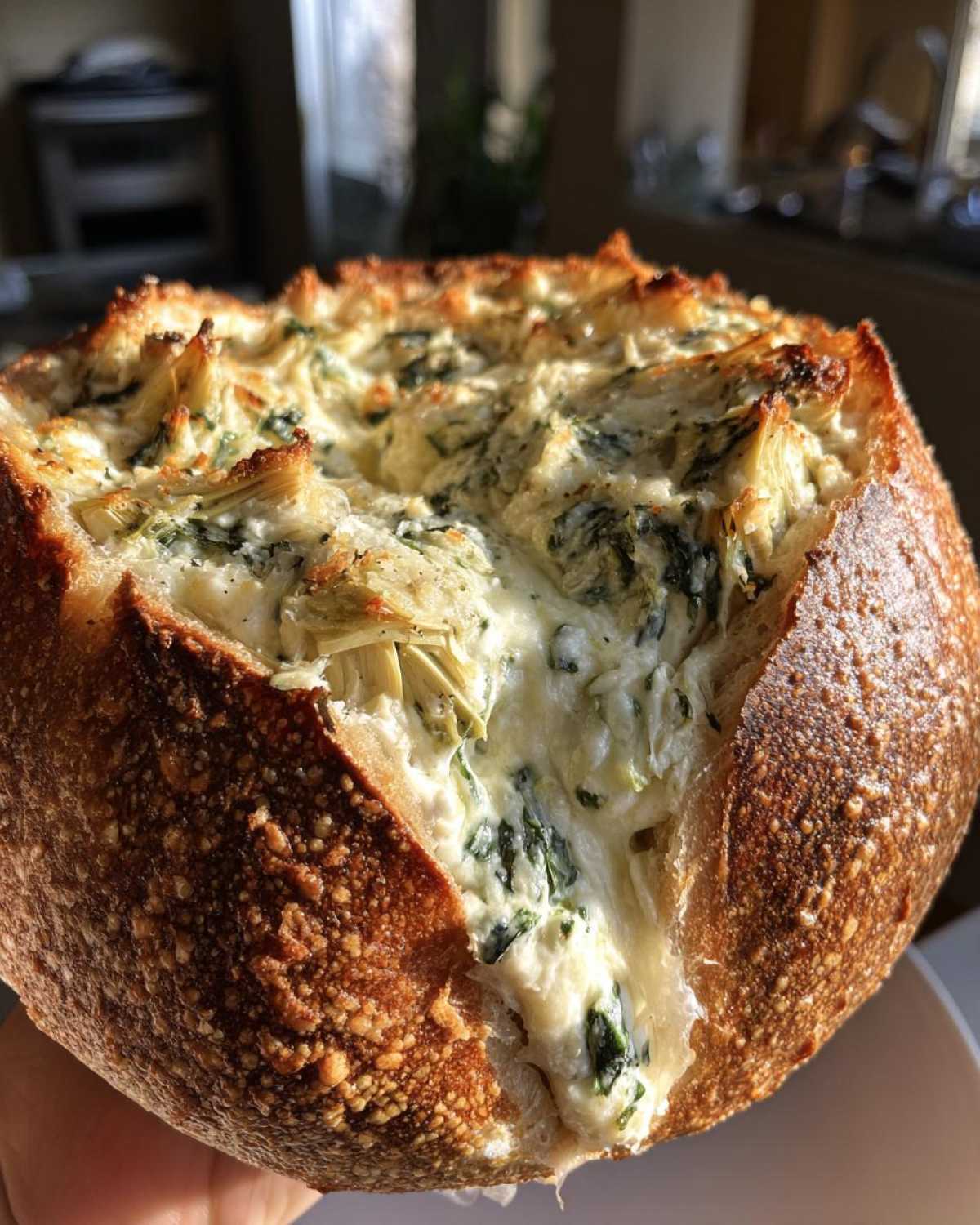 Spinach Artichoke Dip Bread Bowl - detail 1