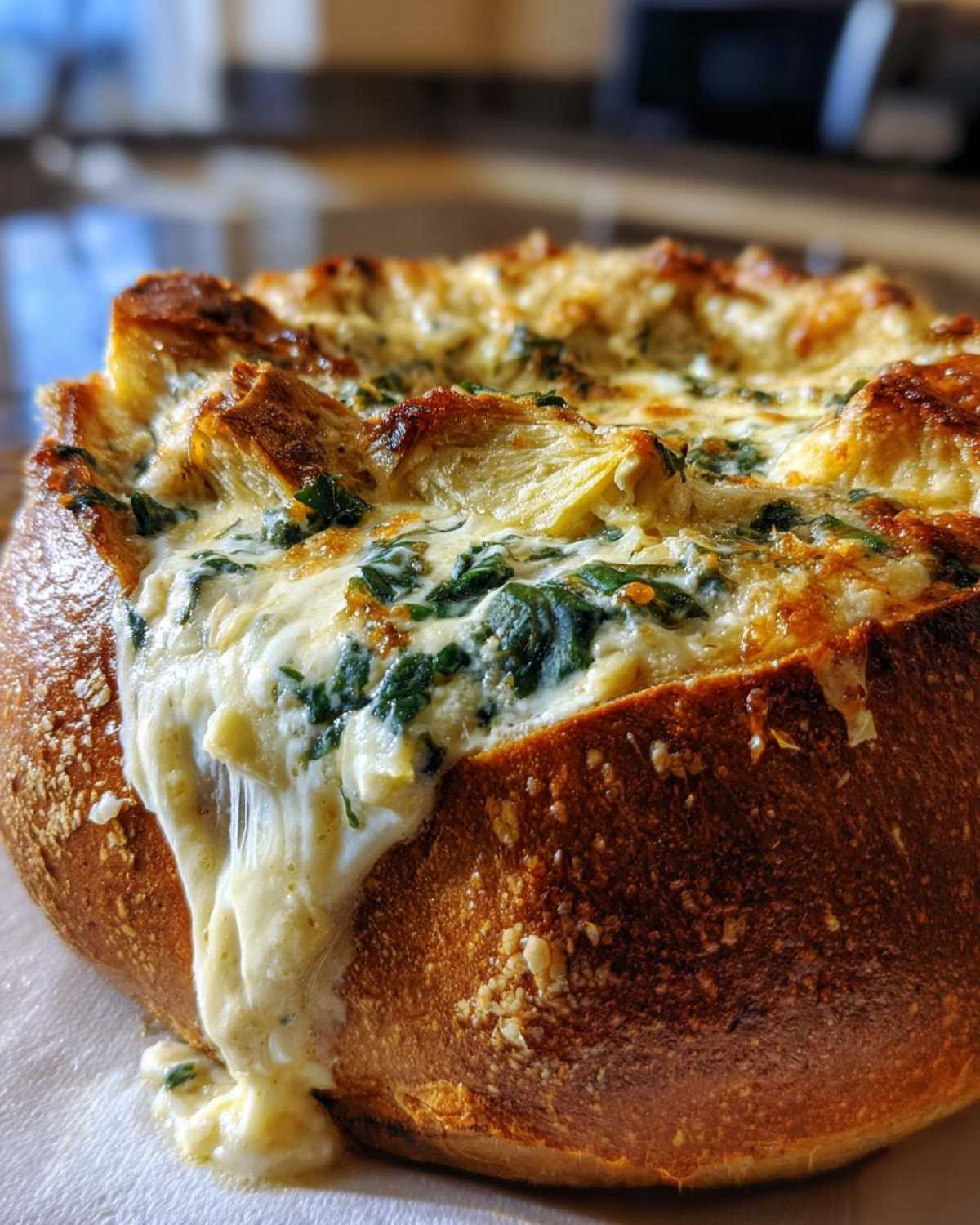 Spinach Artichoke Dip Bread Bowl - detail 2
