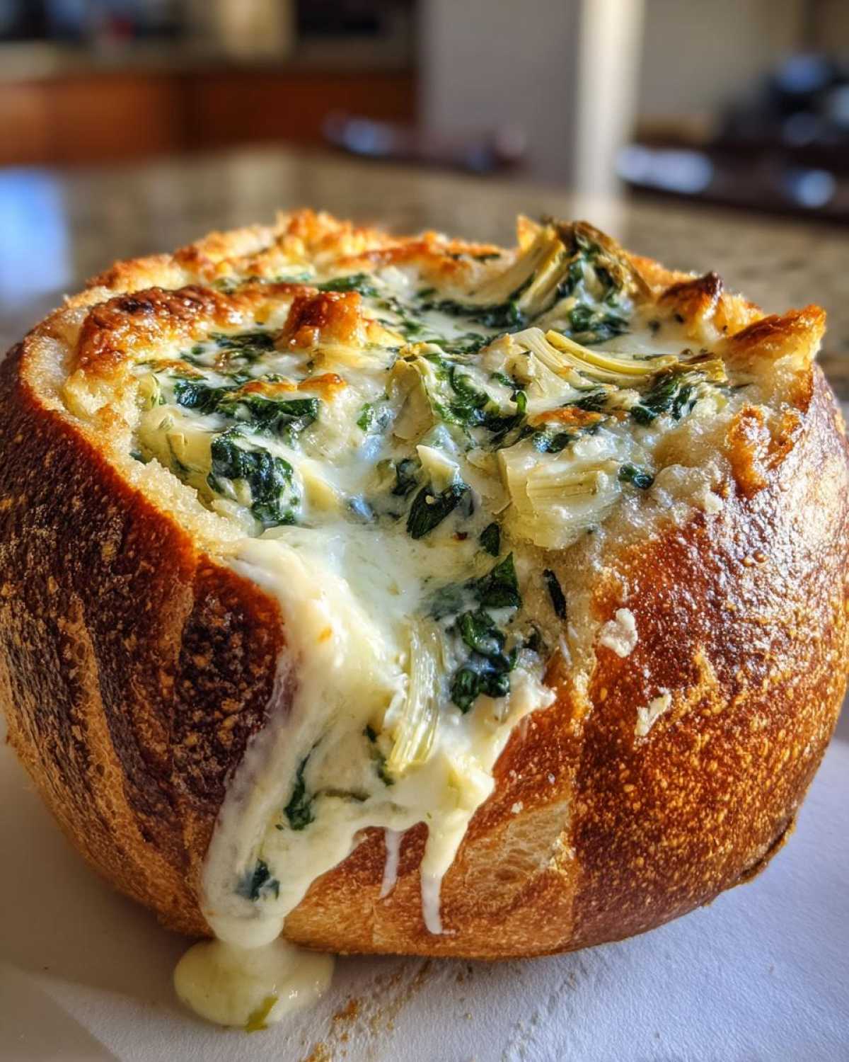 Spinach Artichoke Dip Bread Bowl - detail 4