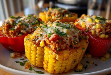 Stuffed Bell Peppers with Turkey & Corn