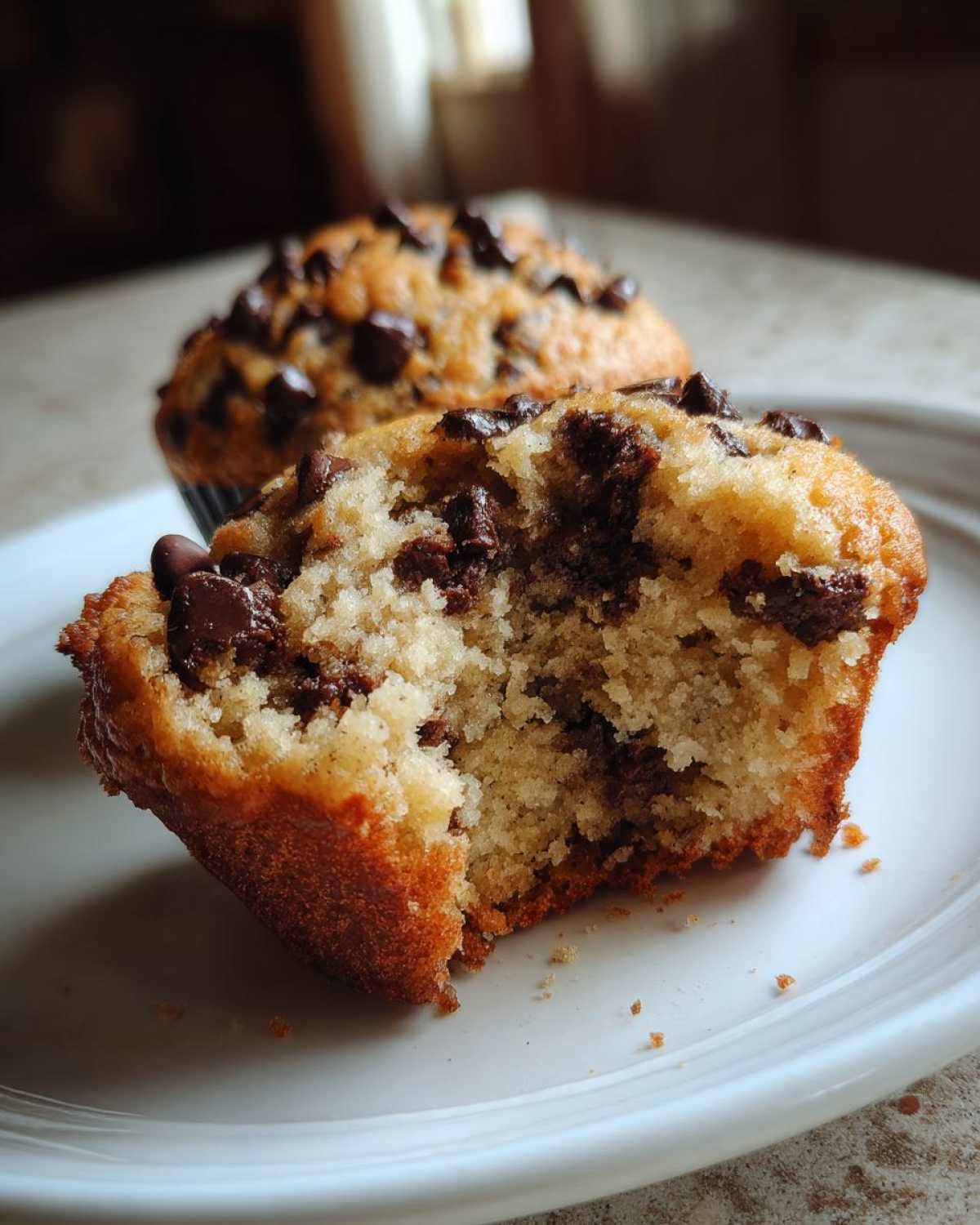 Vegan chocolate chip muffins - detail 1